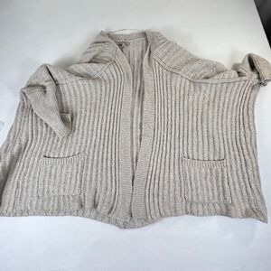 Wonderly Womens XL Oatmeal Beige Ribbed Open Front Cardigan Sweater Pockets